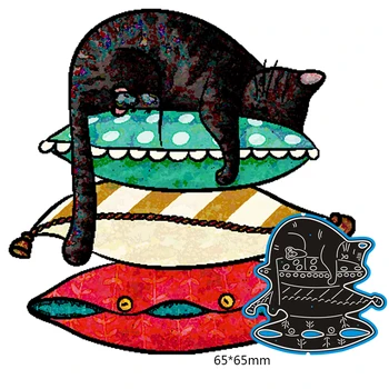 

65*65mm Cat on Pillows Cutting Metal Dies New Stencils DIY Scrapbooking Paper Cards Craft Making New Craft Decoration