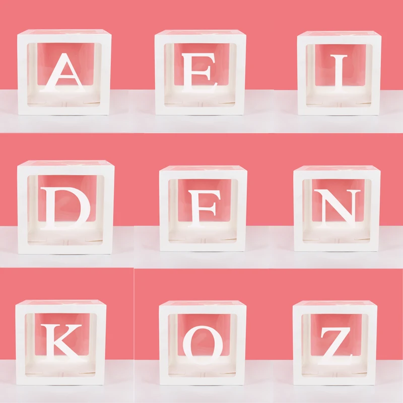 A Z letter Name Transparent Balloon Box BABY ONE Blocks Boy Girl Party Gift Box Wedding Decoration Baby Shower Birthday Party|Party DIY Decorations| - AliExpress