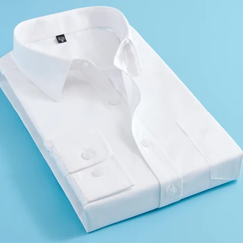 

Plus Size 5XL Mens Long Sleeve White Shirt Professional Mens Business Shirt Solid Color Men Casual Shirt Camisa Masculina