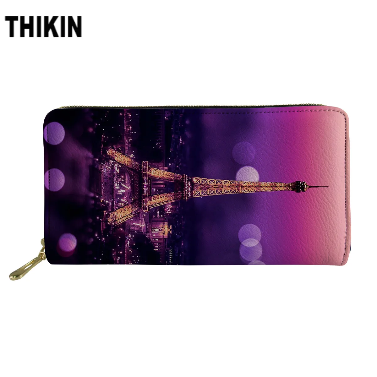 Длинный кошелек THIKIN Paris с рисунком Эйфелевой башни женская модная Функциональная