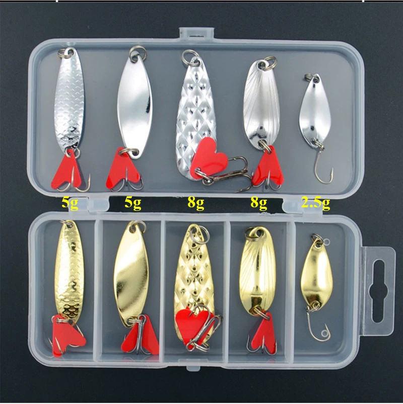 Hot Silver and Gold Brilliant Metal Jig Spoon Fishing Lure Set 10/20/25/35 PCS Sequin Kit Bait Fishing Tackle Winter Fishing