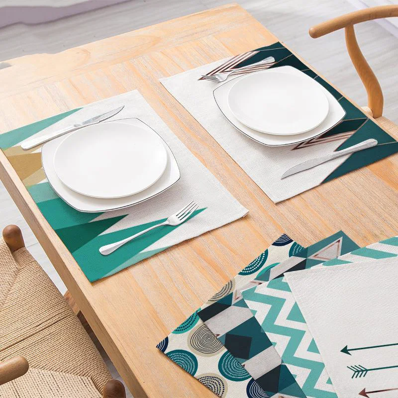 

Elife Geometric Table Napkins Pattern Blue Wave Bohemian Linen Kitchen Decoration Coffee Shop Hotel Decor Tablecloth 42*32CM