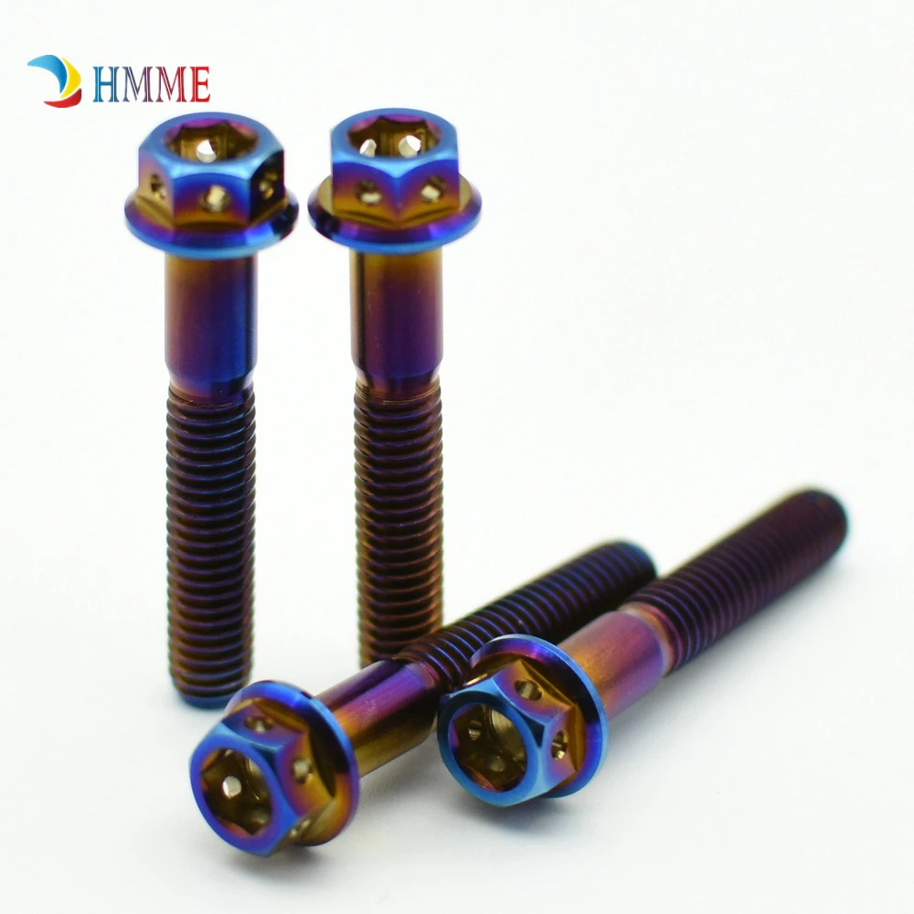 M6  titanium bolts flange hollow hex socket burned blue  color (3)