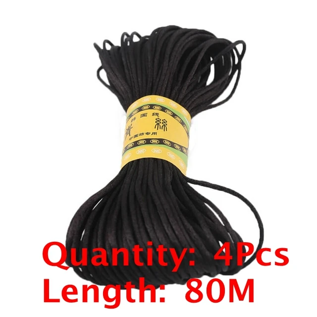 1pc 1mm 80m Satin Silk Rope Nylon Cord Colorful Baby Teether Accessories Teething Necklace Rattail Cord DIY Tool Toys Baby 4PcsBlack80M