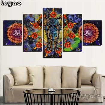 

5 Pieces Hindu Elephant Painting diamond painting animal mandala 5d diy diamond religion mosaic full embroidery for home Decor