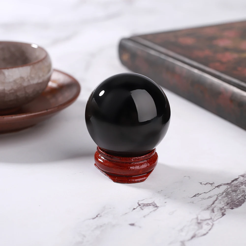 Crystal Ball Obsidian Obsidian Stand Feng Shui Sphere Bedroom Natural Livingroom Black Home Decor Creative Healing Office