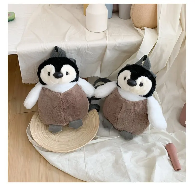 Cute Penguin Plush Backpack For Girls Khaki Penguin Plush Shoulder Bag Birthday Best Gift For Girls Soft Small Bag stylish and comfortable backpacks