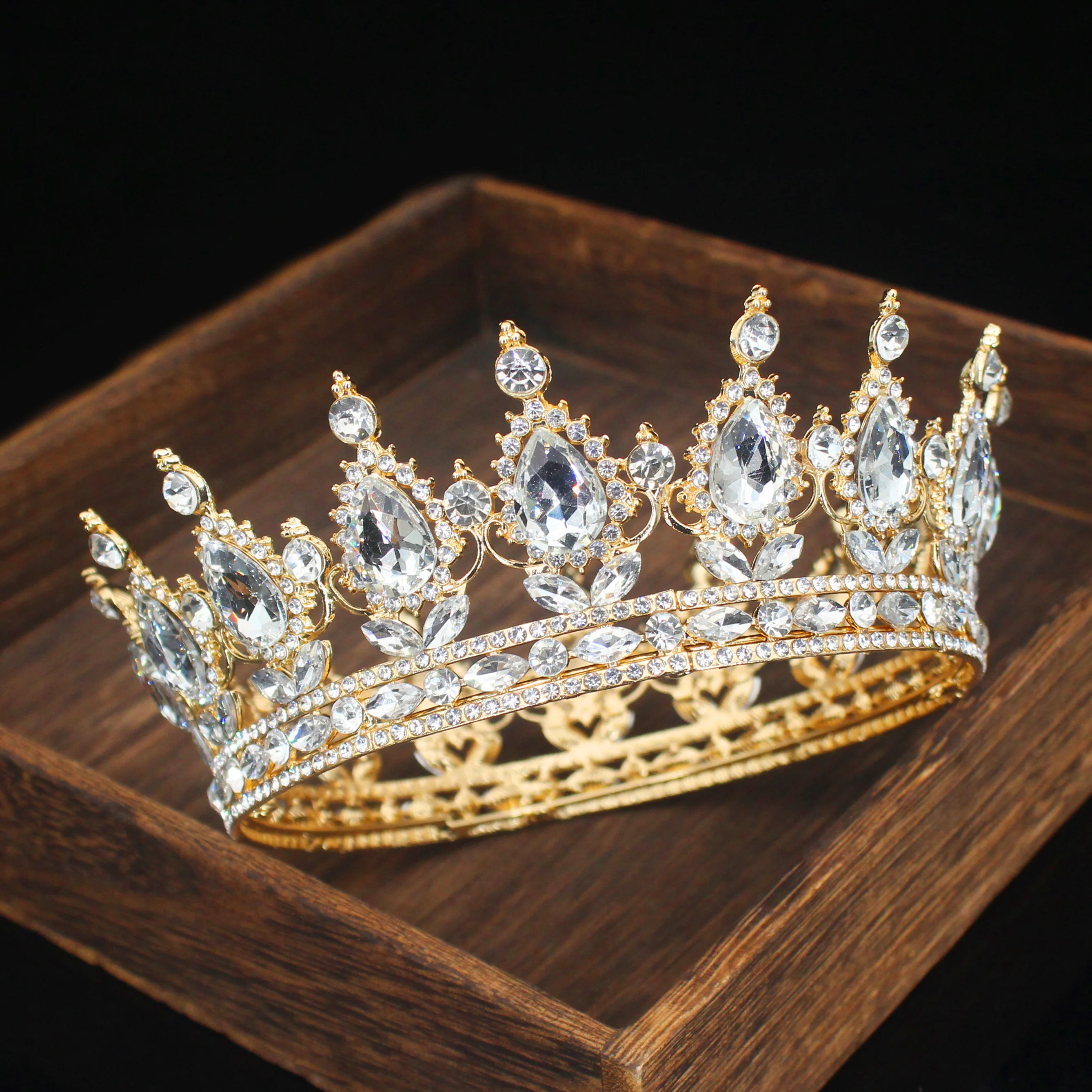 Tiaras y coronas de reina de cristal para novia y mujer, diadema