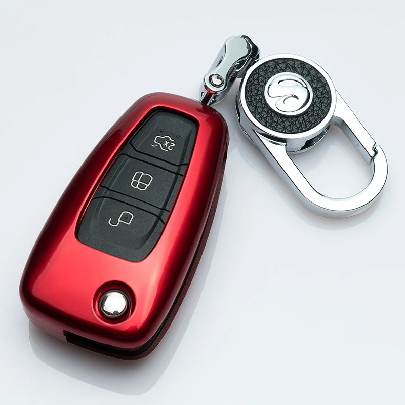 E-red Чехол для ключей Ford Ranger C-Max S-Max Focus Galaxy Mondeo Transit Tourneo на заказ, автомобильные аксессуары, чехол для ключей - Название цвета: E-red