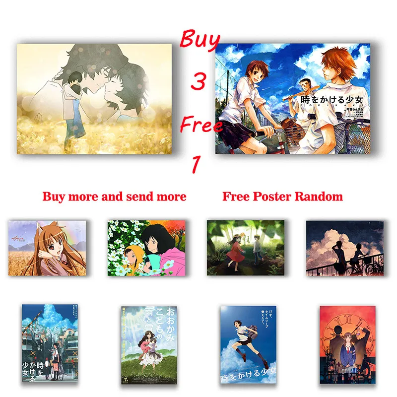 Japanese Animation The Girl Who Leapt Through Time/Wolf Children Anime  Poster Classic Home Decoration Wall Art Picture - AliExpress