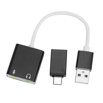 

USB o Adapter External Stereo Sound Card with 3.5mm Headphone and Microphone Jack,Suitable for Windows, Mac,PC,Phone