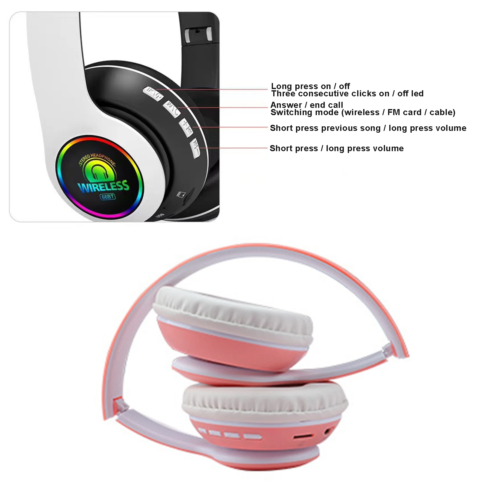 Wireless Headphone Heavy Bass Headset 