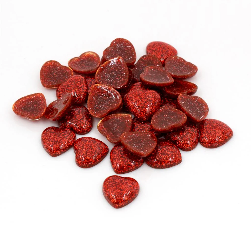 

New Fashion 40pcs 12mm Heart Style Red Colors Flat back Resin Cabochons Cameo For Bracelet Earrings accessories-V2-06
