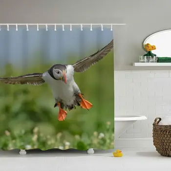 

Puffin Birds Seabirds Polyester Fabric Shower Curtain Sets with Hooks Waterproof Mildew Bathroom Decor Holiday Great Gift