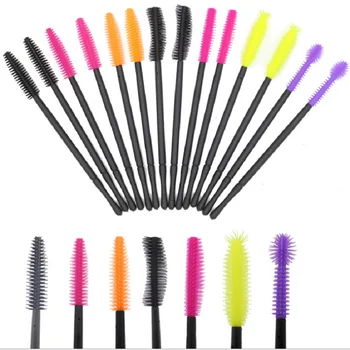 

50pcs/set Disposable Colorful Silicone Eyelash Brush Comb Wands Applicator Spoolers Professional Makeup Tool