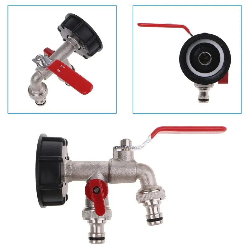 IBC S60X6 выход резервуара для воды с латунным краном и 1/" двойной кран оснастки на соединитель стык воды