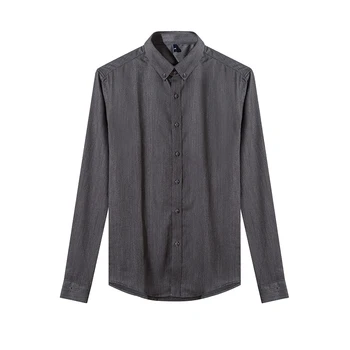 

2019 Autumn Men's Casual Shirt Long Sleeve Solid Color Turn-down Collar Male Brand Shirts Slim Fit Dress Shirts Y1975