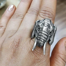 EYHIMD, голова слона, нержавеющая сталь, серебряное кольцо в виде животных, мужские байкерские кольца, винтажные племенные амулеты, ювелирные изделия