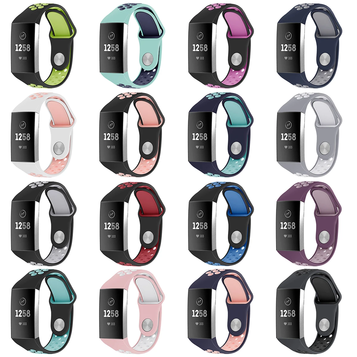 

For Fitbit Charge 3 Inside Button Down Silicone Watchband Watch Band Wristband Strap Watch Band Wrist Strap Replacement Part