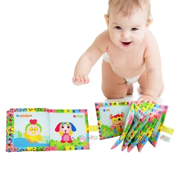 

Baby Soft Cute Cartoon Animal Chinese Zodiac Cloth Book Rattle Toys Boys Girls Early Education Color Animal Cognition Toys
