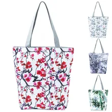 Женская сумка на плечо, холщовая, на молнии, с принтом, сумка для девушек, повседневные сумки J9