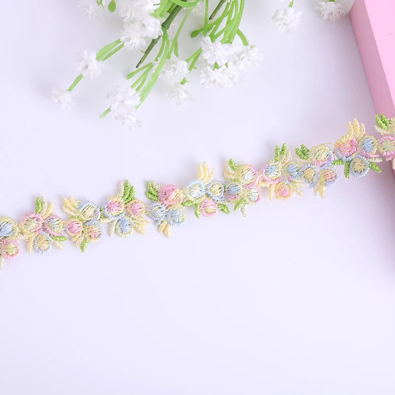 Lace Sewing Accessories 2Yards Cherry Flower Embroidery Trim for DIY Clothes Necklace Collars