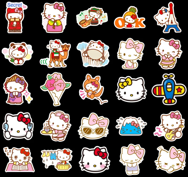 100 шт. наклейки с Граффити hello Kitty, наклейки для скейтборда, мотоцикла, тележки, коробки, Детские Мультяшные наклейки zhi