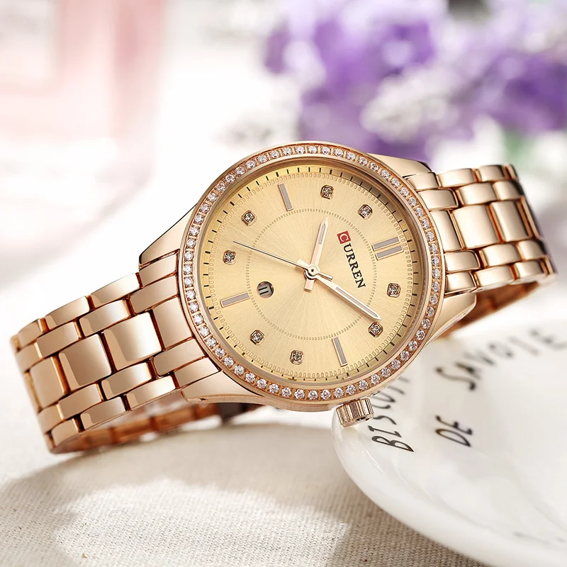 

CURREN Women Watches Top Brand Luxury Blue Dial Steel Gold Watches Women Bracelet Watch Ladies Quartz Watch Relogio Feminino