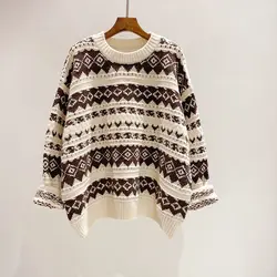 H. SA 2019, женский зимний и осенний пуловер и свитера, Ретро стиль, винтажный вязаный пуловер для женщин, большой Рождественский свитер