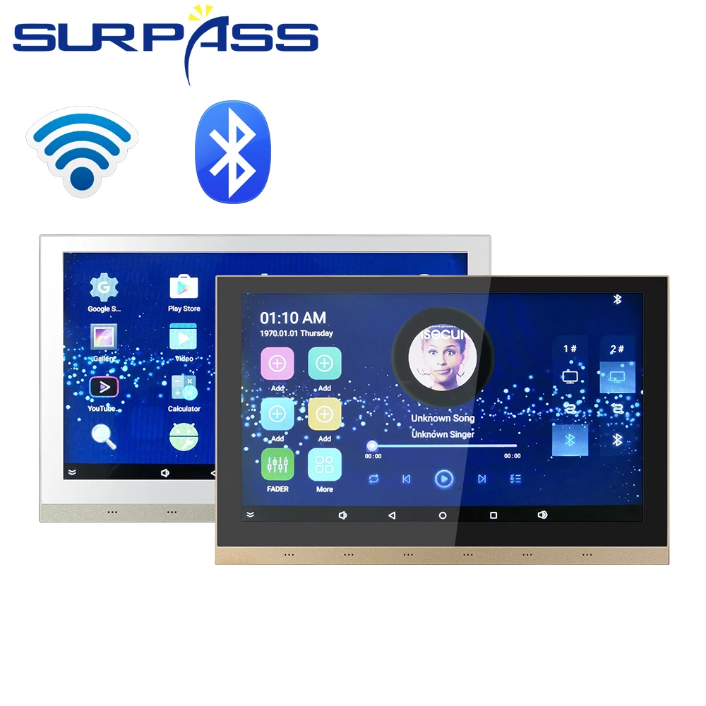 US $356.25 In Wall Amplifier Bluetooth WiFi Audio Touch Screen Android Smart Home Theater System 25W Big Power 2 Zones Stereo Sound RJ45 Fm