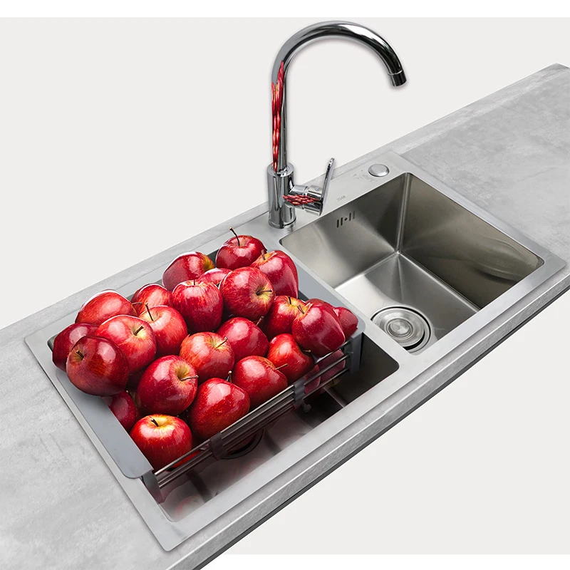 Égouttoir à Vaisselle Télescopique En Acier Inoxydable 304