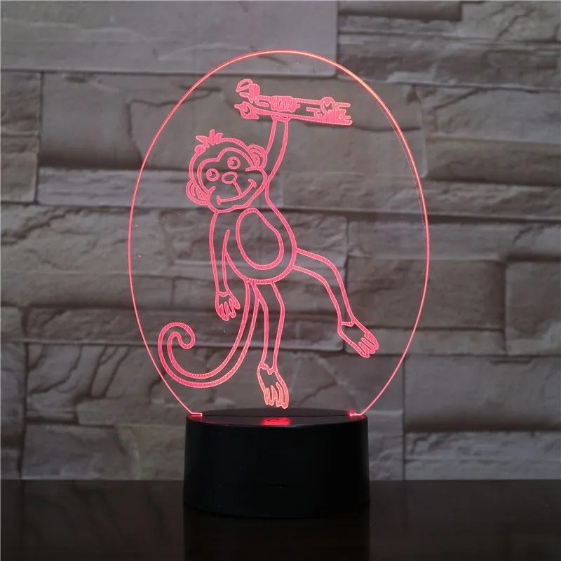 VCity обезьяна 3D Визуальный 7 цветов сенсорный пульт дистанционного ночник животное прозрачный акриловый светильник иллюзия Лампа освещение Детские Cifts