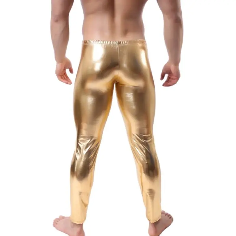 Men Leather Skinny Pants Fashion Sexy Night Club Slim Leggings Compression Trousers
