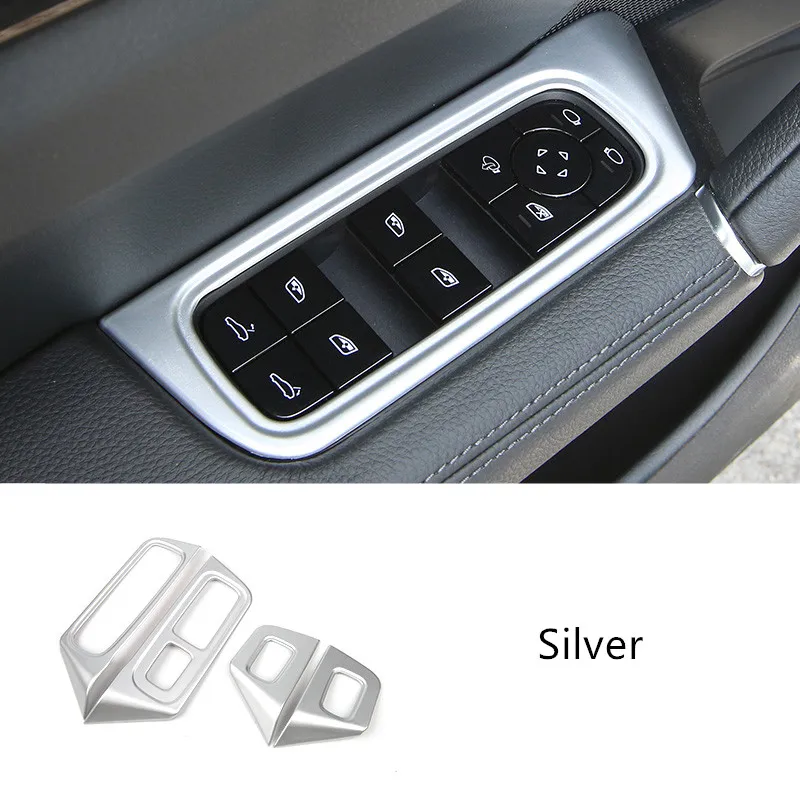 Silver Стекло для окон автомобиля, подъемный переключатель, рамка управления, декоративная наклейка, Накладка для Porsche Cayenne, авто двери, подлокотник, модифицированные наклейки - Название цвета: Silver