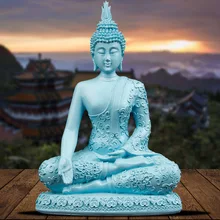 Синие статуи Будды украшения ручной работы Индийские буддийские орнаменты дома Гостиная Кабинет декоративные сидение буддийский подарок