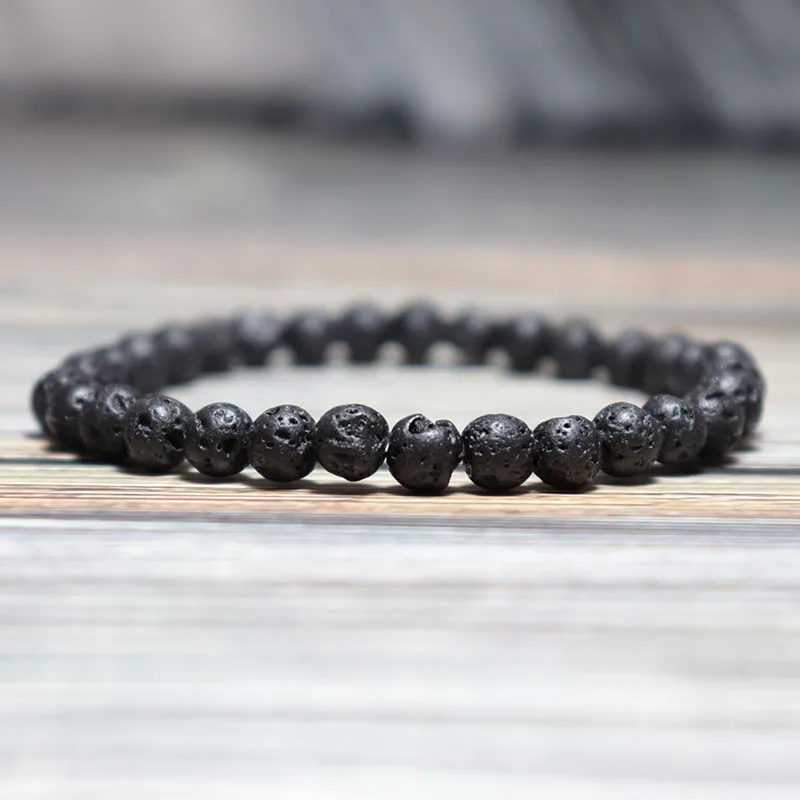 

Minimalist Natural Volcanic Lava Bracelet Stone Men 4/6/8/10/12mm Lava Beads Braslet Male Accessories Boyfriend Gift Pulseira