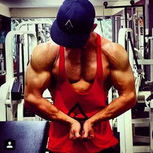 Стиль для мужчин, для занятий спортом, бега, упражнений, чистый хлопок, эластичность, дышащий, i-образный жилет