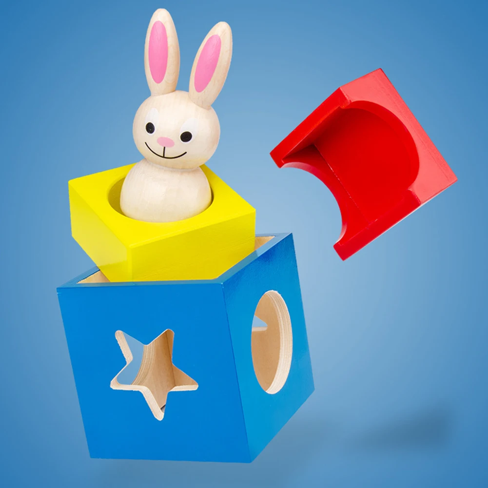 Деревянная волшебная коробка кролик животное геометрические строительные блоки настольная игра детская игрушка