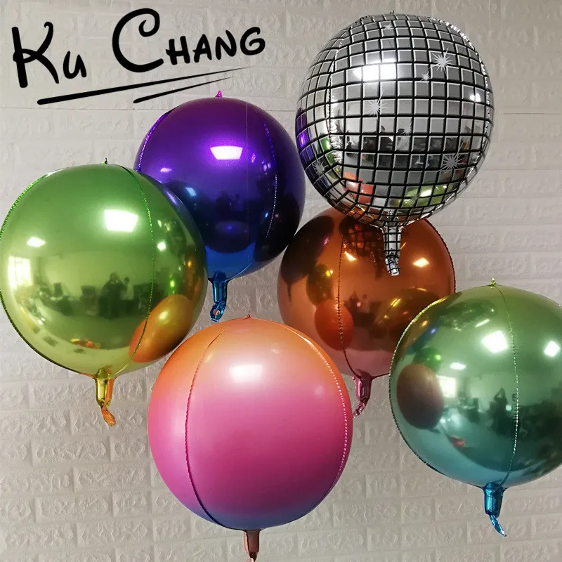 

10PCS 22inch Gradient Color 4D Disco Helium Balloon Rainbow Birthday Wedding Party Decoration Photo Prop For Baby Shower Supplies