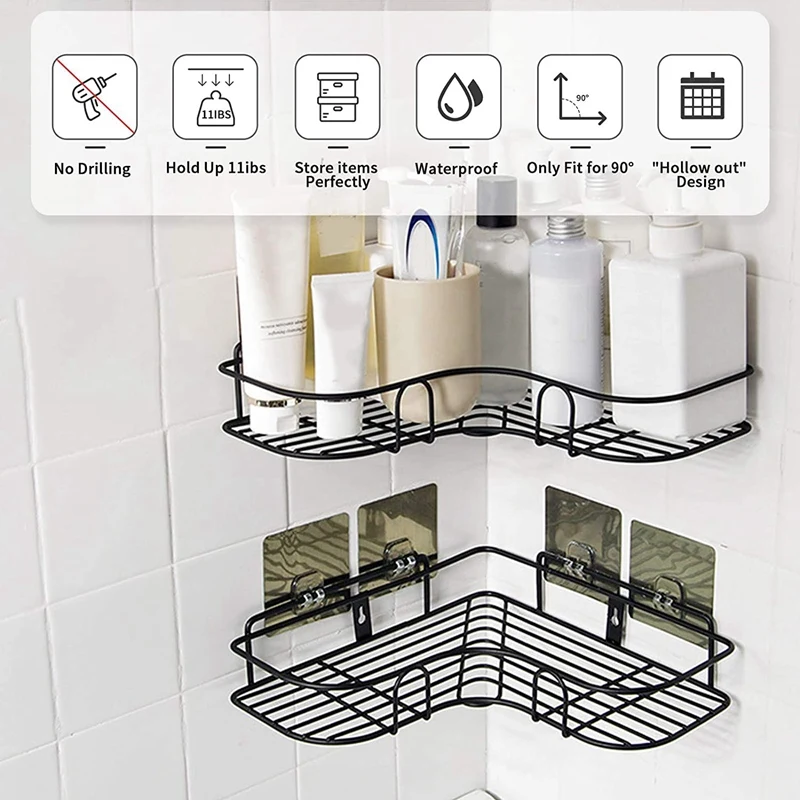 2pack Hanging Bathroom Organizer Shelf Rust Proof Bathtub Accessories