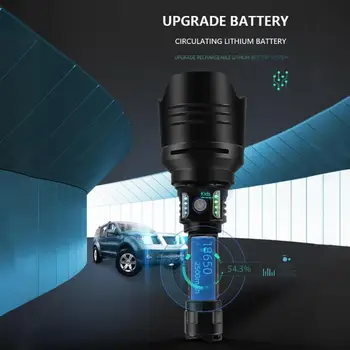 

P10 LED Torch 4 Modes Power Display Flashlight Glare Lamp for Outdoor Adventure Input and Output Emergency Charging Treasure