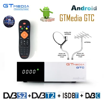 

Freesat/GTmedia GTC Satellite Receiver DVB-S2/T2/Cable ISDBT android 6.0 2GB 16GB Support Bluetooth decoder PK X96MIMI TV BOX