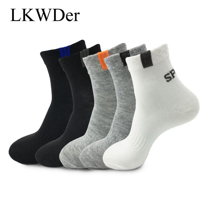 LKWDer 5 пар/лот, весенне-осенние мужские длинные хлопковые носки без пятки, мужские впитывающие пот повседневные дезодорирующие спортивные носки, Meias