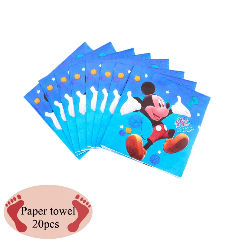 paper towel20pcs Костюм с рисунком Микки Мауса Детский комплект для дня рождения Вымпел кекс стенд шар соломенная шляпа Микки Мауса и другие вечерние принадлежности - Цвет: paper towel20pcs