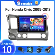 Srnubi Android 10 Auto Stereo Radio Voor Honda Civic 8 2005 - 2012 Multimedia Video Player Navigatie Gps 2 Din 4G Wifi Audio Dvd