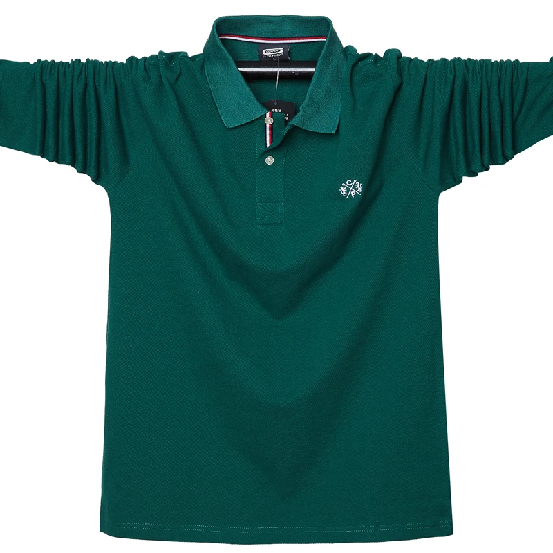 

2019 Plus Size Men Polo Shirt Men's Business Work Casual Cotton Male Top Tees Autumn Long Sleeve Turn-down Collar Polo Shirt
