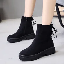 Модные ботильоны для женщин martin; коллекция года; Водонепроницаемая теплая женская зимняя обувь на меху; короткие плюшевые женские зимние ботинки на платформе; VT304