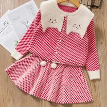 Платье для маленьких девочек; сезон осень-зима; платья принцессы с рисунком; топ в клетку и платье для девочек; детское праздничное платье; весенняя одежда для детей