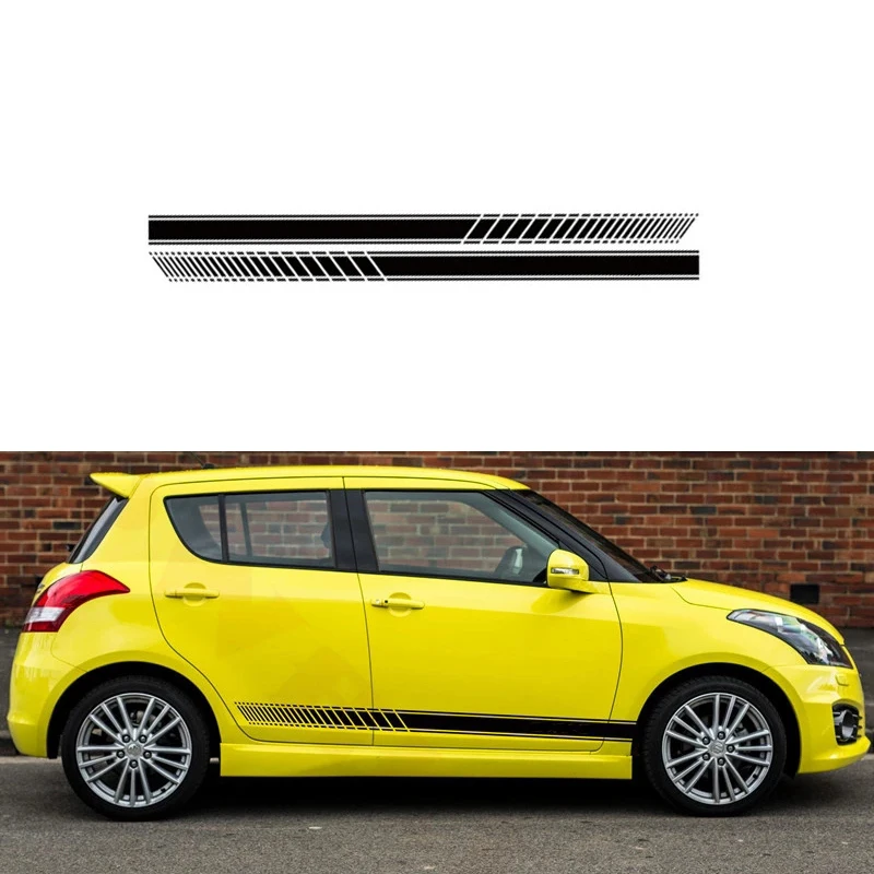 

Decal 2PCS/Set Car Vinyl Stripes Skirt Sticker Side Racing Strips Decoration Stripe Wraps Body Graphics