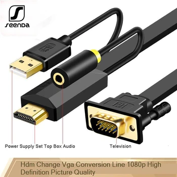 

SeenDa VGA to HDMI Converter Cable HDMI VGA Adapter Male to Female with Audio Support 1080P Video Rechargeble Cable